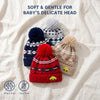 Baby Woolen Cap with Fur Lining, Car Patch Design Warm Knitted Pom Pom Winter Beanie for Boys & Girls (1-3 Years)