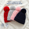 Baby Woolen Cap with Fur Lining, Cable Knit Design Warm Knitted Pom Pom Winter Beanie for Boys & Girls (1-3 Years)