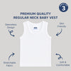 "Comfortable cotton baby vests – round neck sleeveless, pack of 3 for infants"