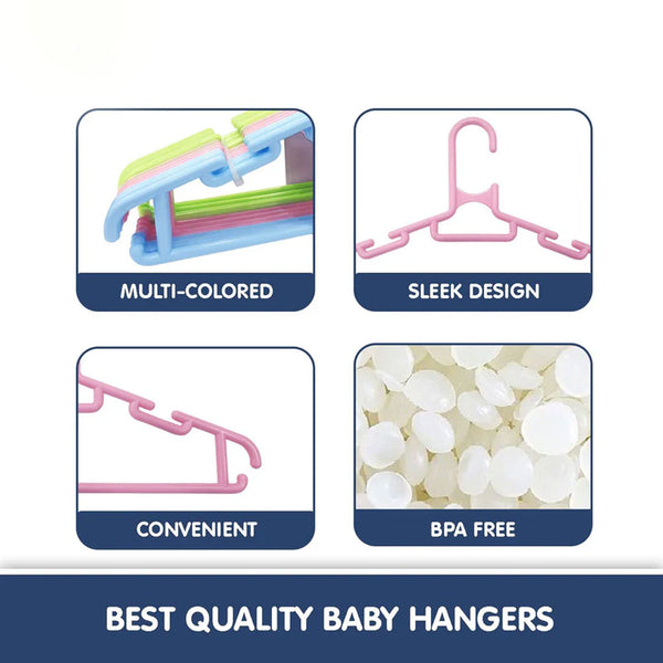 Hopop Multicolored Plastic Clothes Hangers for Baby & Kids – Pack of 10
