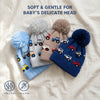 Baby Woolen Cap with Fur Lining, Tractor Design Warm Knitted Faux Fur Pom Pom Winter Beanie for Boys & Girls (3-6 Years)