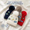Kids Woolen Cap with Cute Vehicle Embroidery, Warm Winter Beanie with Soft Pom Pom and Ribbed Folded Cuff for Boys & Girls (3-6 Years)