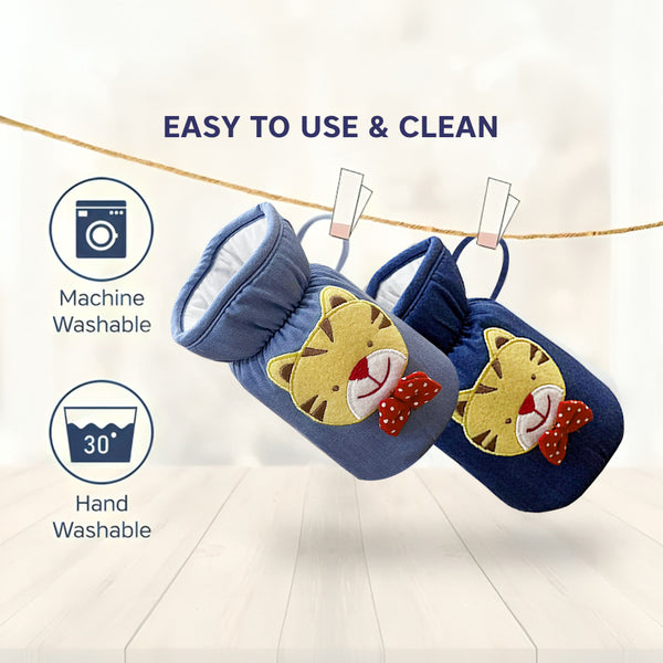 Soft Denim Baby Feeding Bottle Cover with Easy to Hold Strap - hopop.in