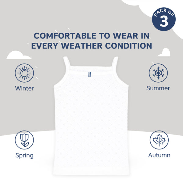 Baby Girl’s Sleeveless Cotton Camisole Vest – Pack of 3