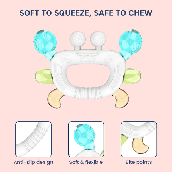 Silicone Baby Teether | Sensory Chew Toy for Gum Relief | Pack of 1- Assorted