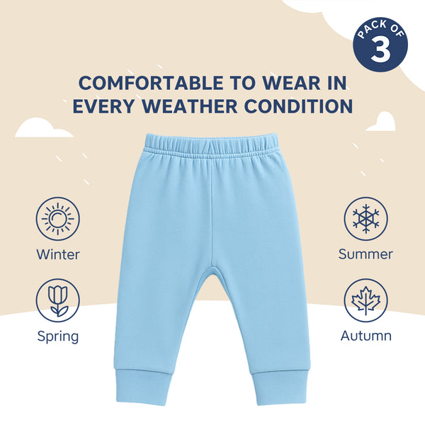 Hopop Baby Cotton Pajama Pants Pack of 3 - Multicolor