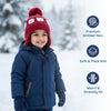Kids Woolen Cap with Cute Bear Pattern, Warm Winter Beanie with Earflap Design, Soft Pom Pom and Ribbed Cuff for Boys & Girls (3-6 Years)