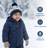 Kids Woolen Cap with Dinosaur Pattern and Soft Pom Pom, Warm Winter Beanie with Folded Cuff for Boys & Girls (3-6 Years)
