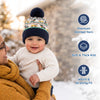 Baby Woolen Cap with Fur Lining, Truck Design Warm Knitted Faux Fur Pom Pom Winter Beanie for Boys & Girls (3-6 Years)
