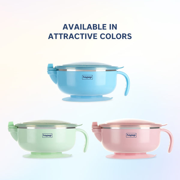 Hopop Baby Stainless Steel Bowl with Lid & Suction Base