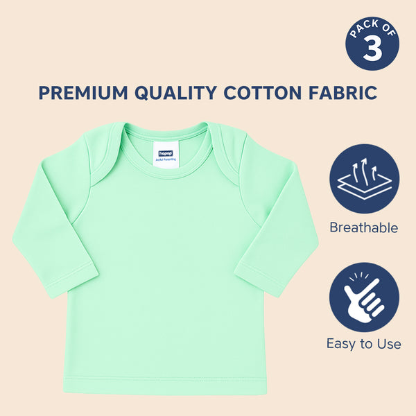 Baby Envelope Neck Full Sleeve Vest – Pack of 3 | Multicolor