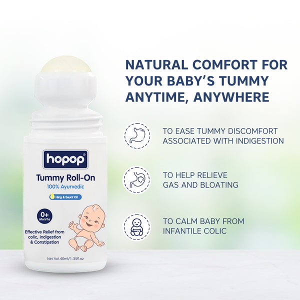 Hopop Tummy Roll On for Baby Colic Relief, Constipation & Indigestion - 40ml