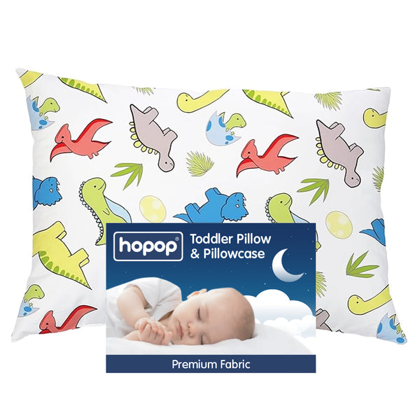 "Breathable cotton pillow for toddlers – comes with matching pillowcase"