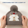 Kids Woolen Cap with Cute Bear Design, Warm Winter Beanie with Soft Pom Pom and Ribbed Folded Cuff for Boys & Girls (3-6 Years)