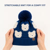 Baby Woolen Cap with Fur Lining, Teddy Bear Design Warm Knitted Pom Pom Winter Beanie for Boys & Girls (3-6 Years)
