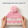 Baby Woolen Cap with Fur Lining, Zigzag Design Warm Knitted Faux Fur Pom Pom Winter Beanie for Boys & Girls (2-4 Years)