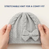 Baby Woolen Cap with Fur Lining, Cable Knit Bow Design Warm Knitted Winter Beanie for Girls & Boys (1-3 Years)