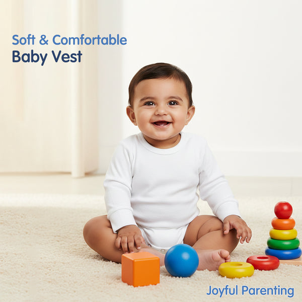 Hopop Baby Cotton Round Neck Full Sleeve Romper Pack of 3 - White