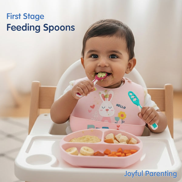 Hopop First Stage Baby Feeding Spoon - Soft, Safe & Easy to Hold