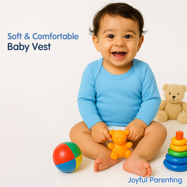 Soft cotton full sleeve baby vests in multicolor – pack of 3