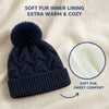 Kids Woolen Cap with Textured Pattern and Soft Pom Pom, Warm Winter Beanie with Folded Cuff for Boys & Girls (3-6 Years)