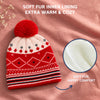 Baby Woolen Cap with Fur Lining, Diamond Design Warm Knitted Pom Pom Winter Beanie for Boys & Girls(2-4 Years)