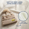Baby Woolen Cap with Fur Lining, Car Patch Design Warm Knitted Pom Pom Winter Beanie for Boys & Girls (1-3 Years)