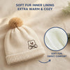 Baby Woolen Cap with Fur Lining, Embroidered Teddy Bear Design Warm Knitted Winter Beanie for Boys & Girls (2-4 Years)
