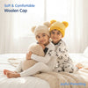Kids Woolen Cap with Fur Lining, Striped Design Warm Knitted Double Pom Pom Winter Beanie for Boys & Girls (3-6 Years)