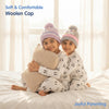 Kids Woolen Cap with Cute Unicorn Embroidery, Warm Winter Beanie with Soft Pom Pom and Folded Cuff for Boys & Girls (2-4 Years)