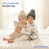 Kids Woolen Cap with Cute Vehicle Embroidery, Warm Winter Beanie with Soft Pom Pom and Ribbed Folded Cuff for Boys & Girls (3-6 Years)