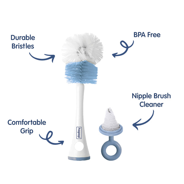 2-IN-1 Bottle & Nipple Cleaning Brush with Grooved Handle & Easy Hanging Storage - hopop.in