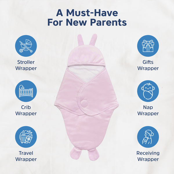 Hopop Baby Soft Fleece Hooded Wrapper Blanket