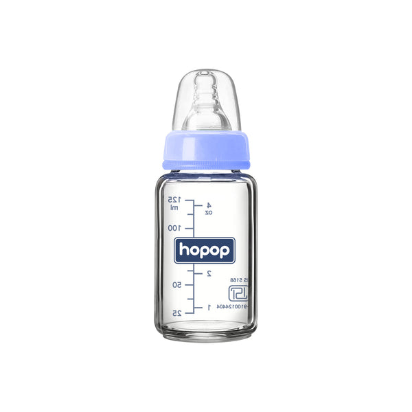 Premium Slim Neck Glass Feeding Bottle, 125ml - hopop.in