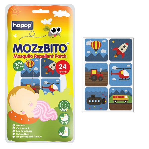 "Natural mosquito repellent patches for children – MoZzbito safe protection"