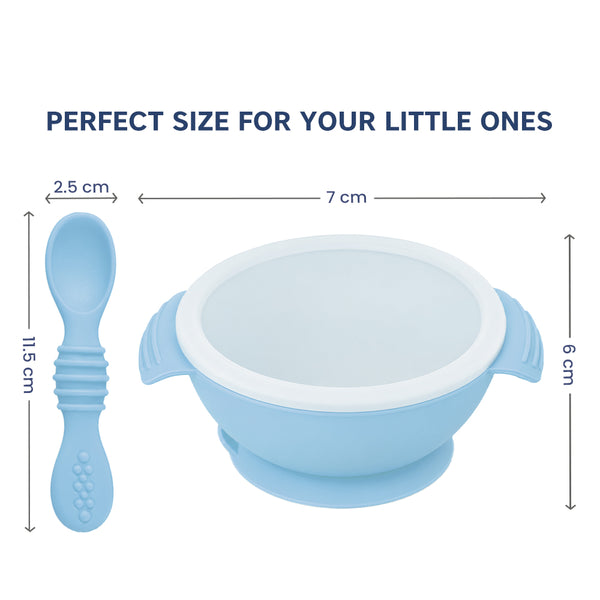 Silicone Bowl & Spoon with Suction Base & Snap-On Lid