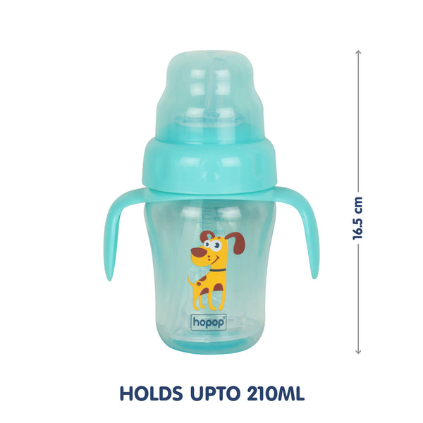 "Baby sipper cup – 210 ml leak-proof cup with straw and spout"