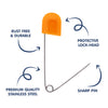Safety diaper pins with plastic lock for babies