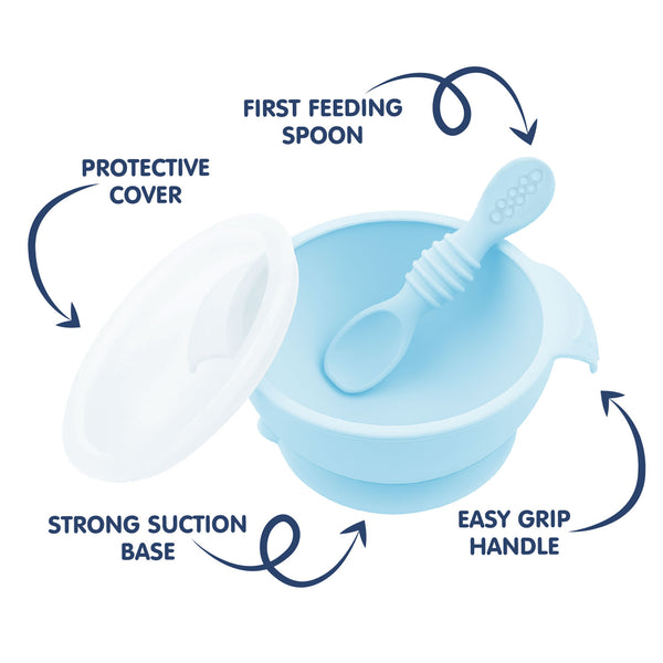BPA-free silicone baby bowl with lid and spoon
