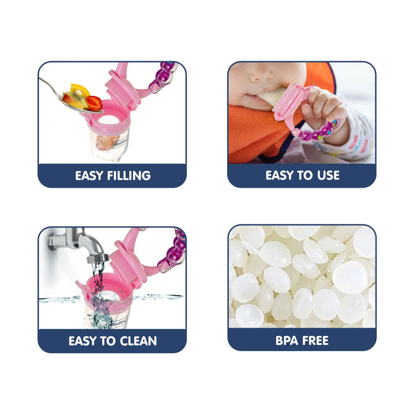 Hopop Baby Food & Fruit Nibbler with Rattle Handle, BPA-Free Mesh Feeder