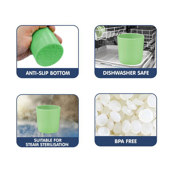 "Spill-proof silicone baby cup – easy-to-hold training cup for infants"