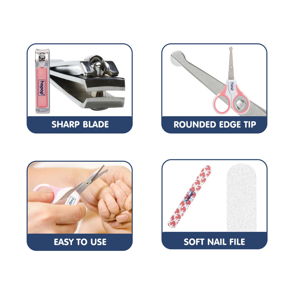 Baby manicure set with safe rounded edges