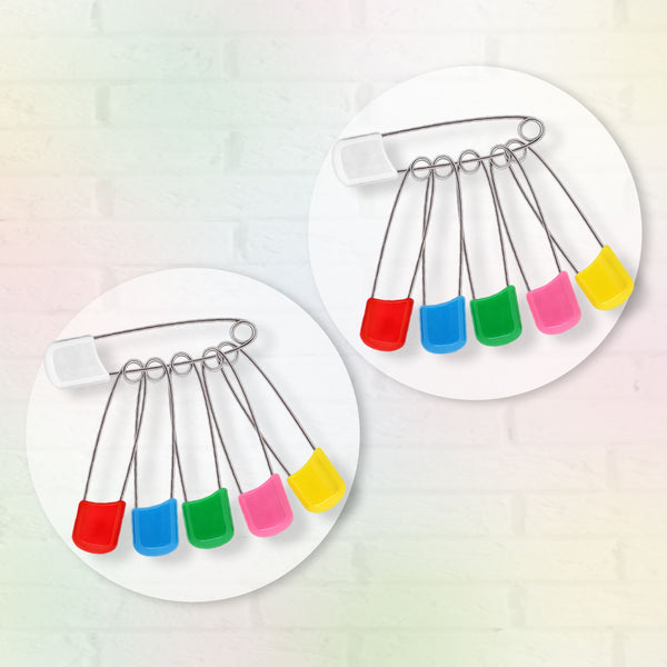 Baby nappy pins with colorful plastic lock heads