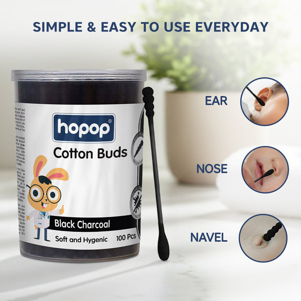 Black Charcoal Spiral Cotton Buds – Paper Stem