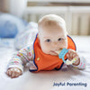 Soft silicone teether with fruit feeding pouch