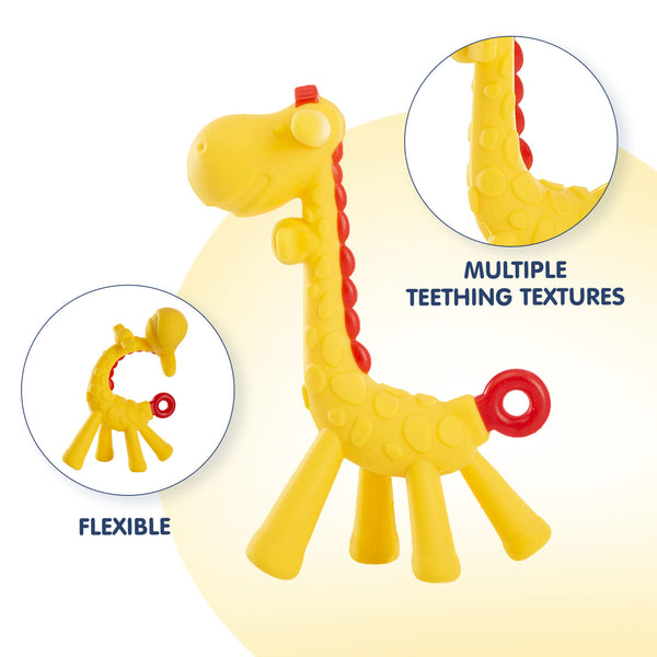 "Baby teething toy – soft silicone giraffe teether for infants"
