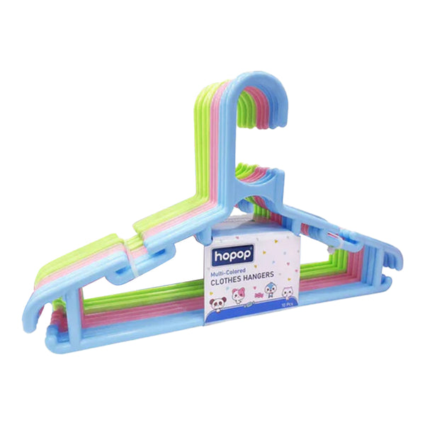 Hopop Multicolored Plastic Clothes Hangers for Baby & Kids – Pack of 10