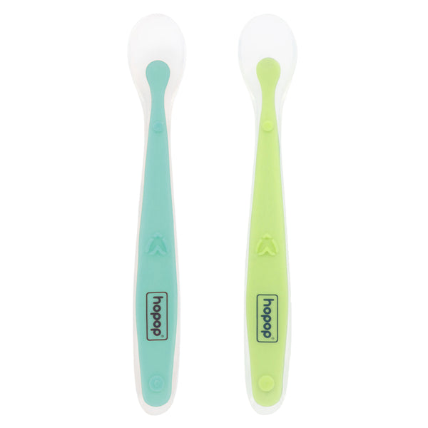 Close-up of soft silicone tip spoon for babies