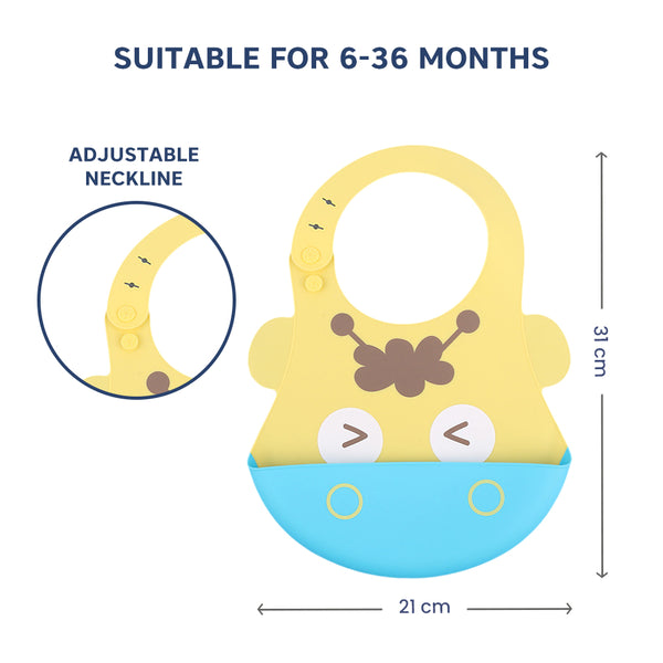 Mess-free baby feeding bib made of soft silicone