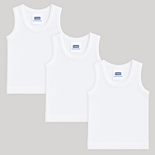 "Baby round neck sleeveless cotton vest – pack of 3 soft infant vests"